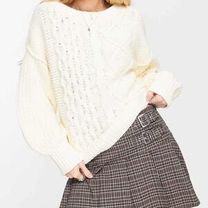 Free People Dream Cable Crew Knit Sweater
